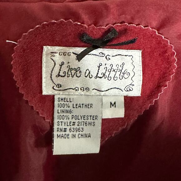 Live a Little Women’s Red Leather Jacket, Medium, Pre-owned - Picture 4 of 5